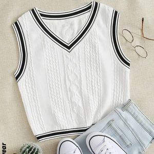 Varsity Striped Cropped Sweater Vest